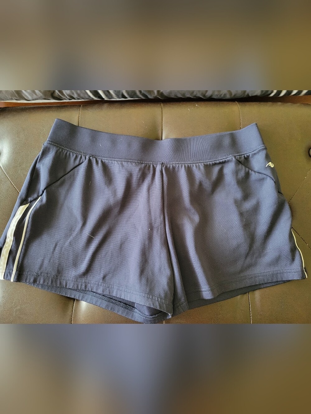 Athletic Works Navy Women's Athletic Shorts with Side Stripe